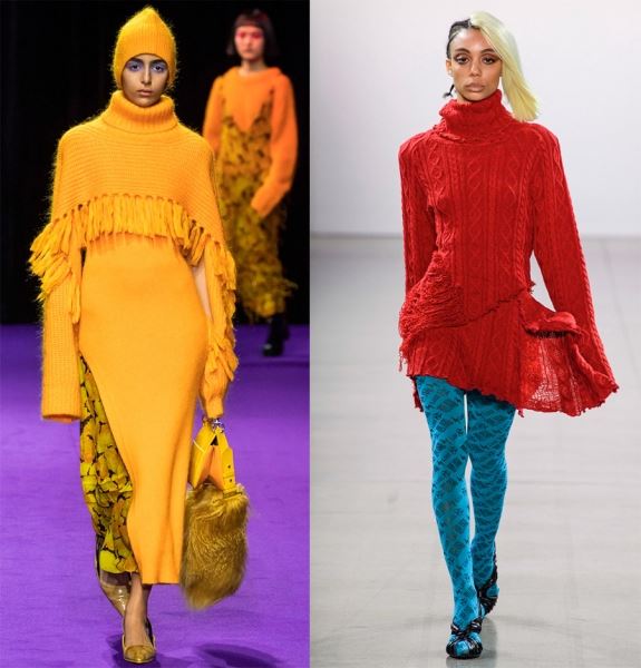 Трикотажные платья и платье-свитер 2019-2020 года